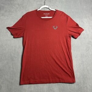 True Religion Red T-Shirt (Men's Actual Size Medium) Graphic 2 Sided-Pinhole
